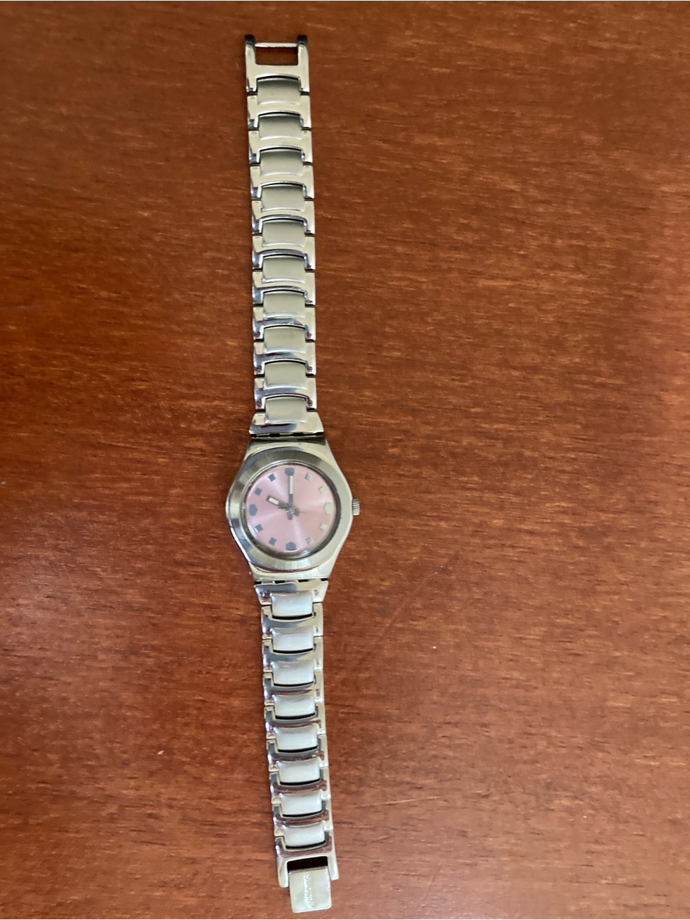 Swatch Stainless Steel Watch with Pink Dial